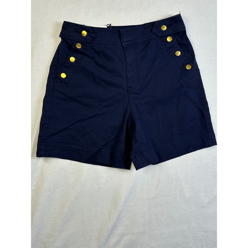 Anne Klein Jeans Womens Navy Blue Gold Button Sailor Shorts Size 4 NWT